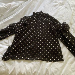 Black and gold dot high neck top
